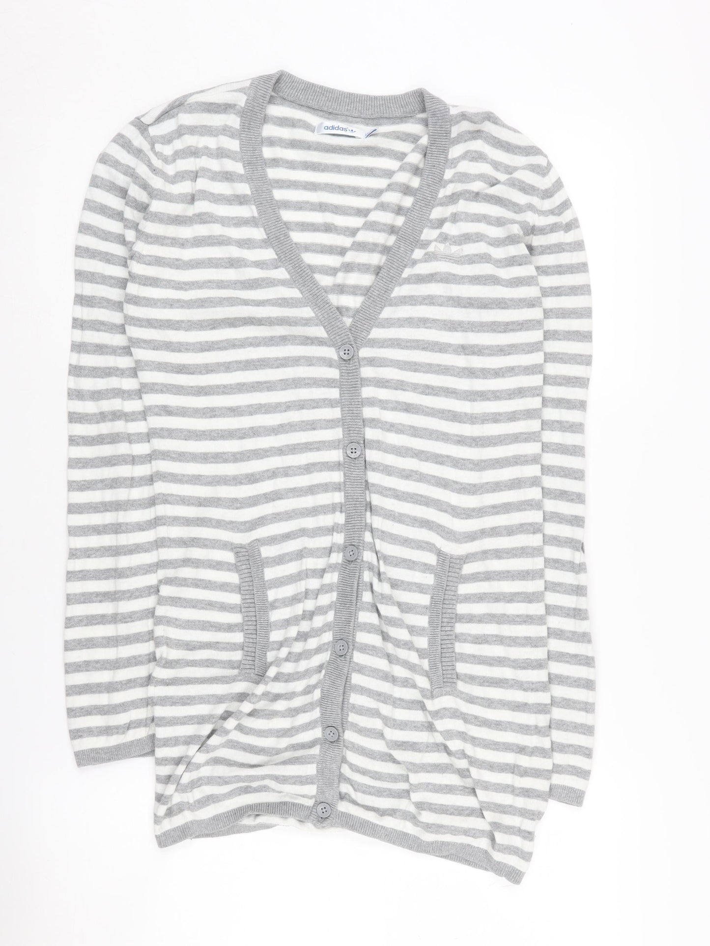 Adidas Women's Grey Striped Cardigan Size 10