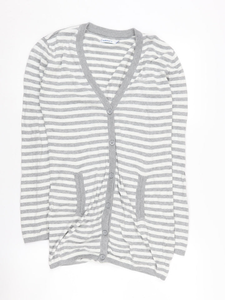 Adidas Women's Grey Striped Cardigan Size 10