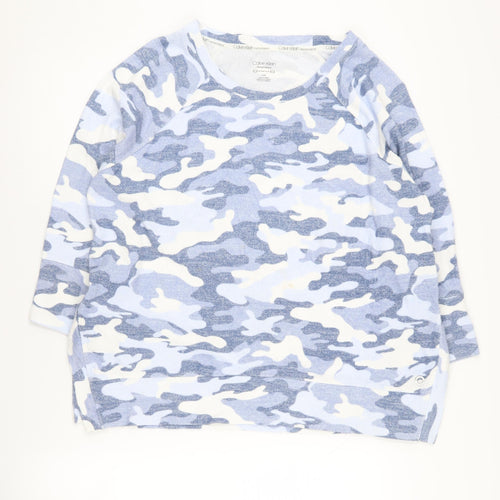 Calvin Klein Women's Blue Camo Sweatshirt L - Pullover