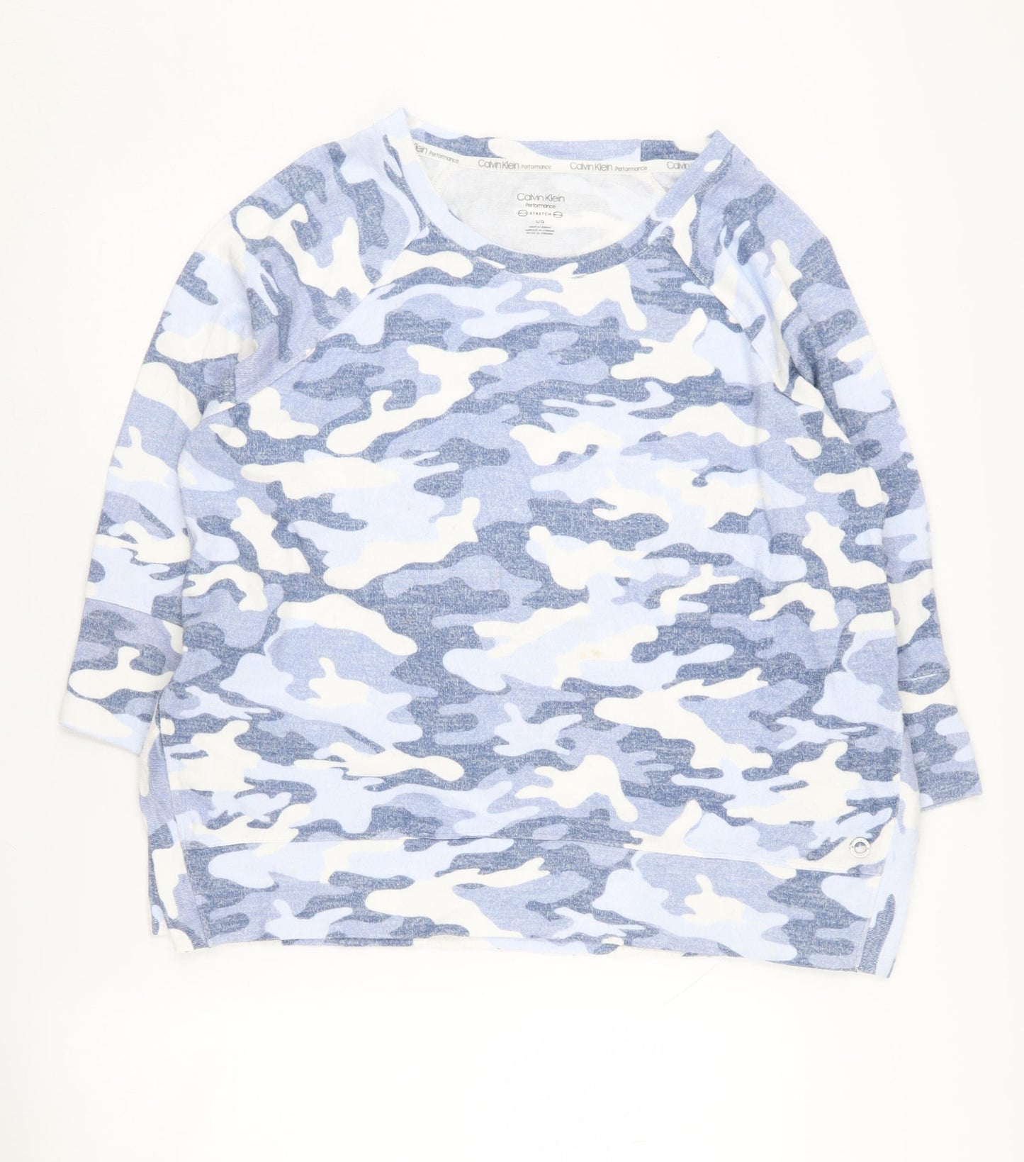 Calvin Klein Women's Blue Camo Sweatshirt L - Pullover