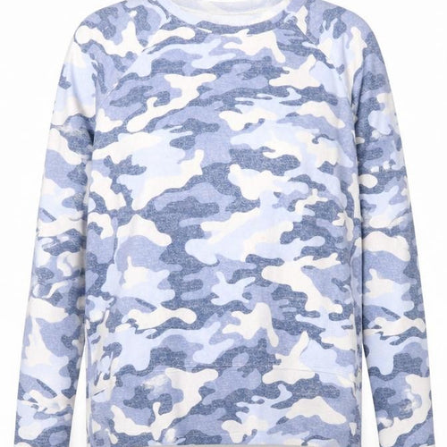 Calvin Klein Women's Blue Camo Sweatshirt L - Pullover