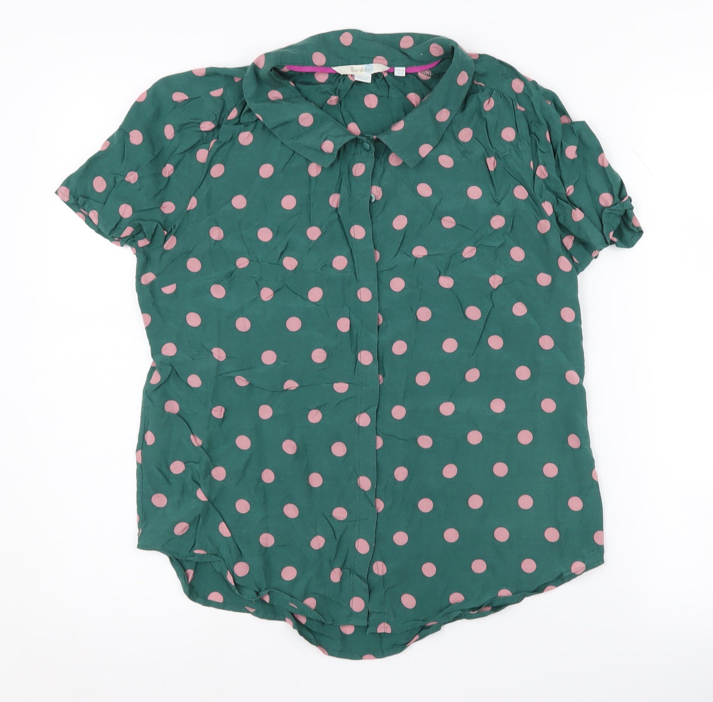 Boden Women's Green Polka Dot Button-Up Blouse