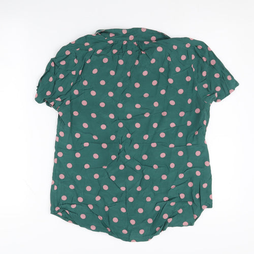 Boden Women's Green Polka Dot Button-Up Blouse