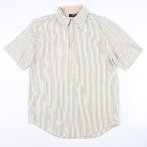 Dockers Men's Beige Striped Short Sleeve Shirt M
