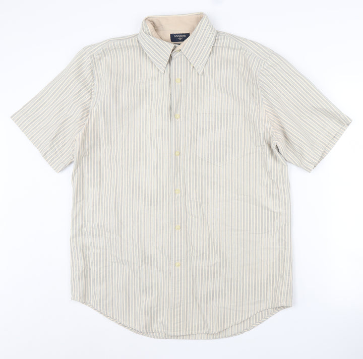 Dockers Men's Beige Striped Short Sleeve Shirt M