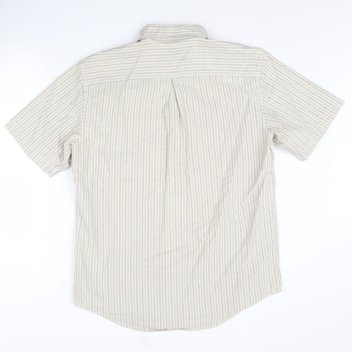 Dockers Men's Beige Striped Short Sleeve Shirt M