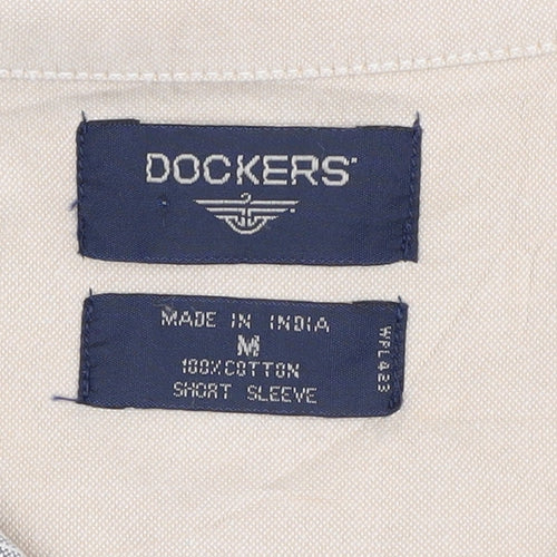 Dockers Men's Beige Striped Short Sleeve Shirt M