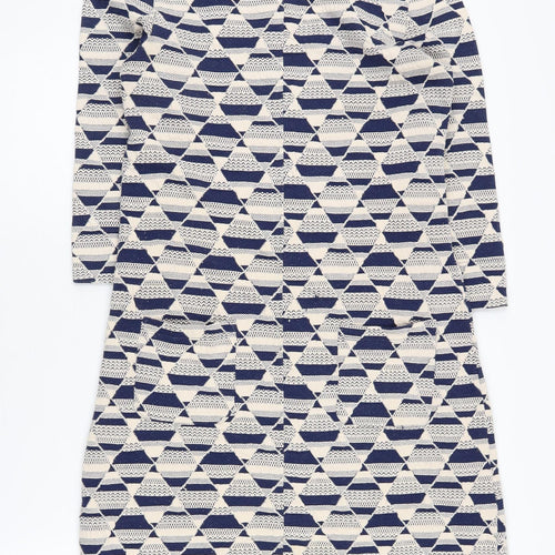 White Stuff Geometric Shift Dress Blue Size 10