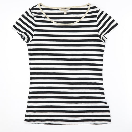 Banana Republic Women's Black & White Striped T-Shirt, Size S