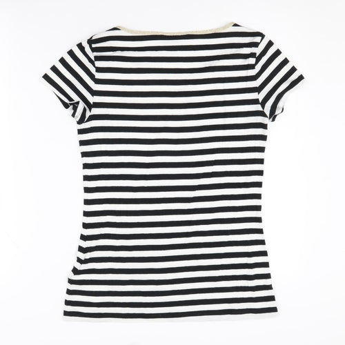 Banana Republic Women's Black & White Striped T-Shirt, Size S