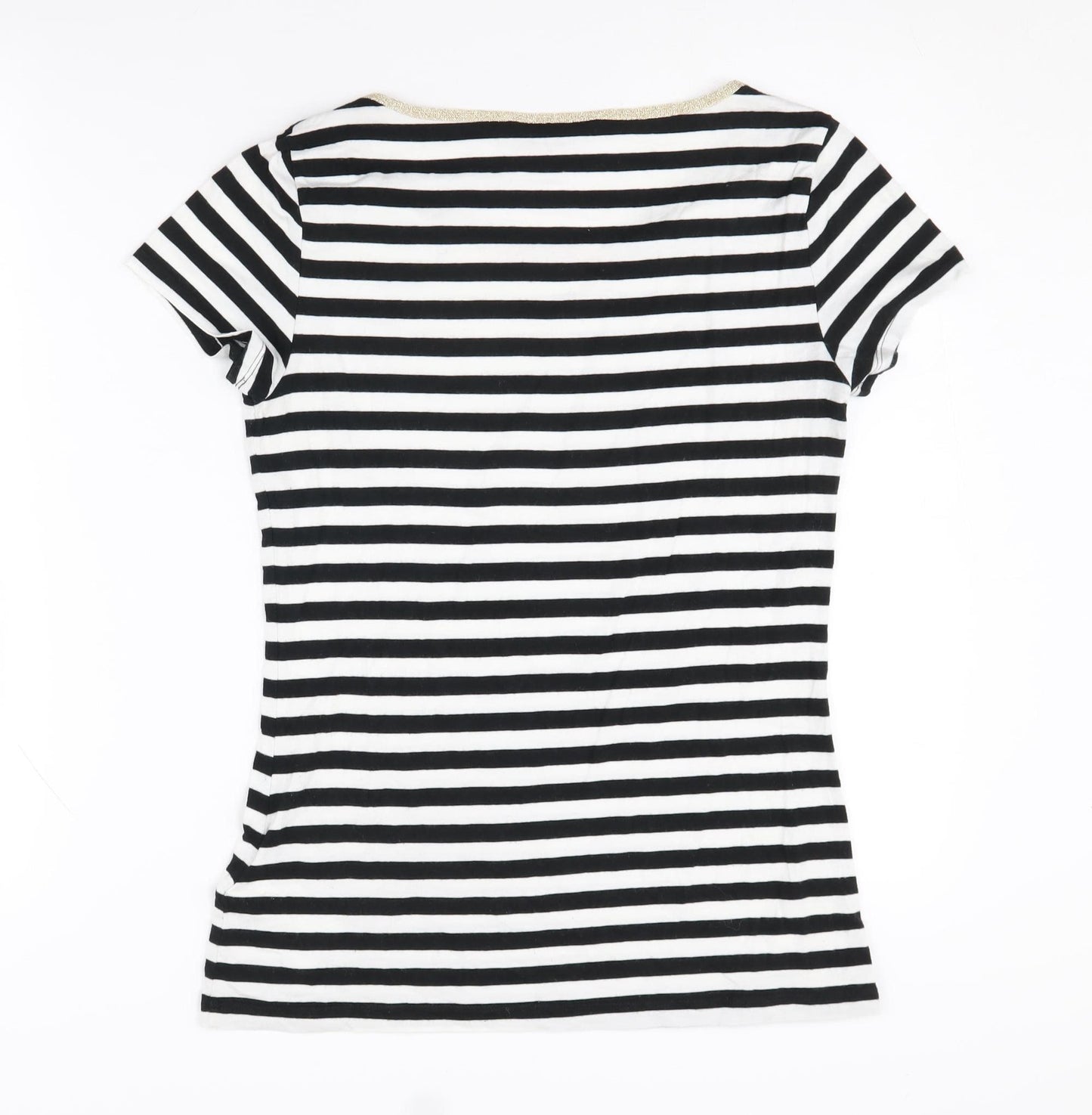 Banana Republic Women's Black & White Striped T-Shirt, Size S