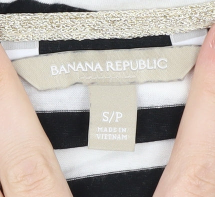 Banana Republic Women's Black & White Striped T-Shirt, Size S
