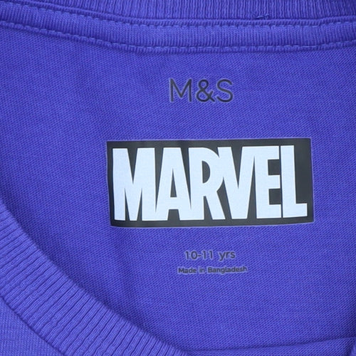 Marks and Spencer Girls Purple Marvel T-Shirt 10-11 Years