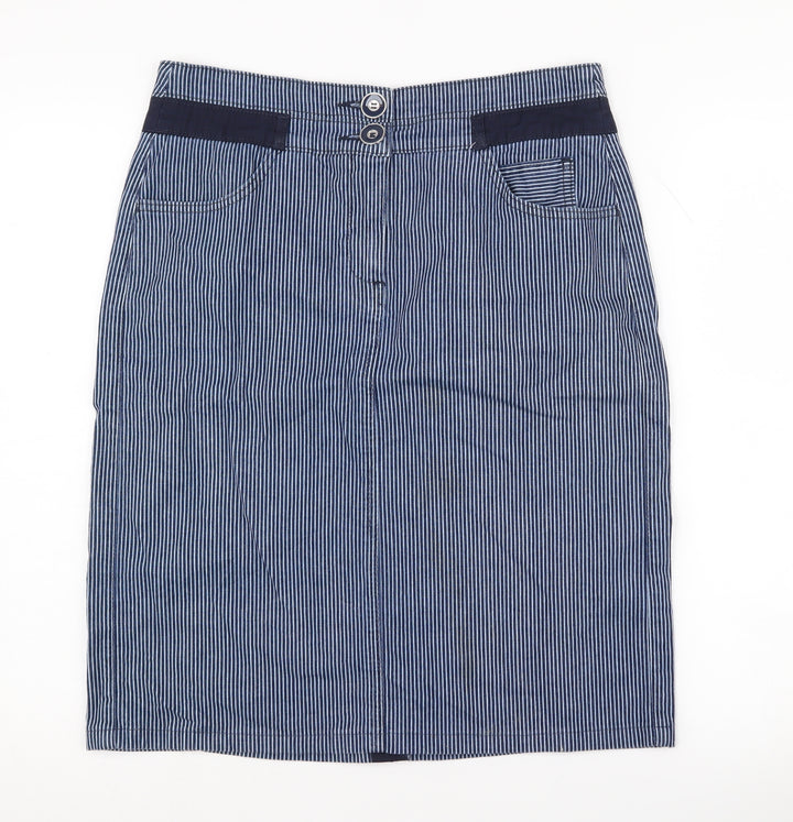 Viyella Women's Blue Striped Pencil Skirt Size 10