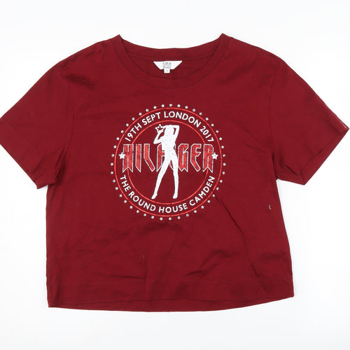 Tommy Hilfiger Women's Red Crop T-Shirt, Size Medium