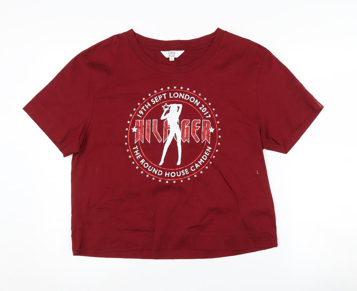 Tommy Hilfiger Women's Red Crop T-Shirt, Size Medium