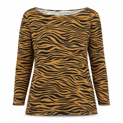 Hobbs Women's Brown Animal Print Blouse, M, Lightweight Casual