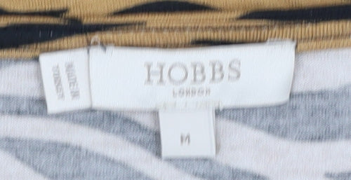 Hobbs Women's Brown Animal Print Blouse, M, Lightweight Casual