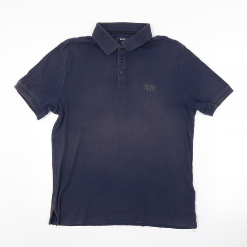 DKNY Men's Blue Polo Shirt - Size M, Cotton Mix