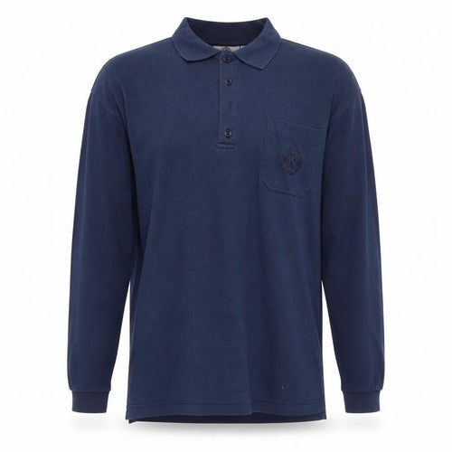 Viyella Men's Blue Polo Shirt Size L Long Sleeve Logo