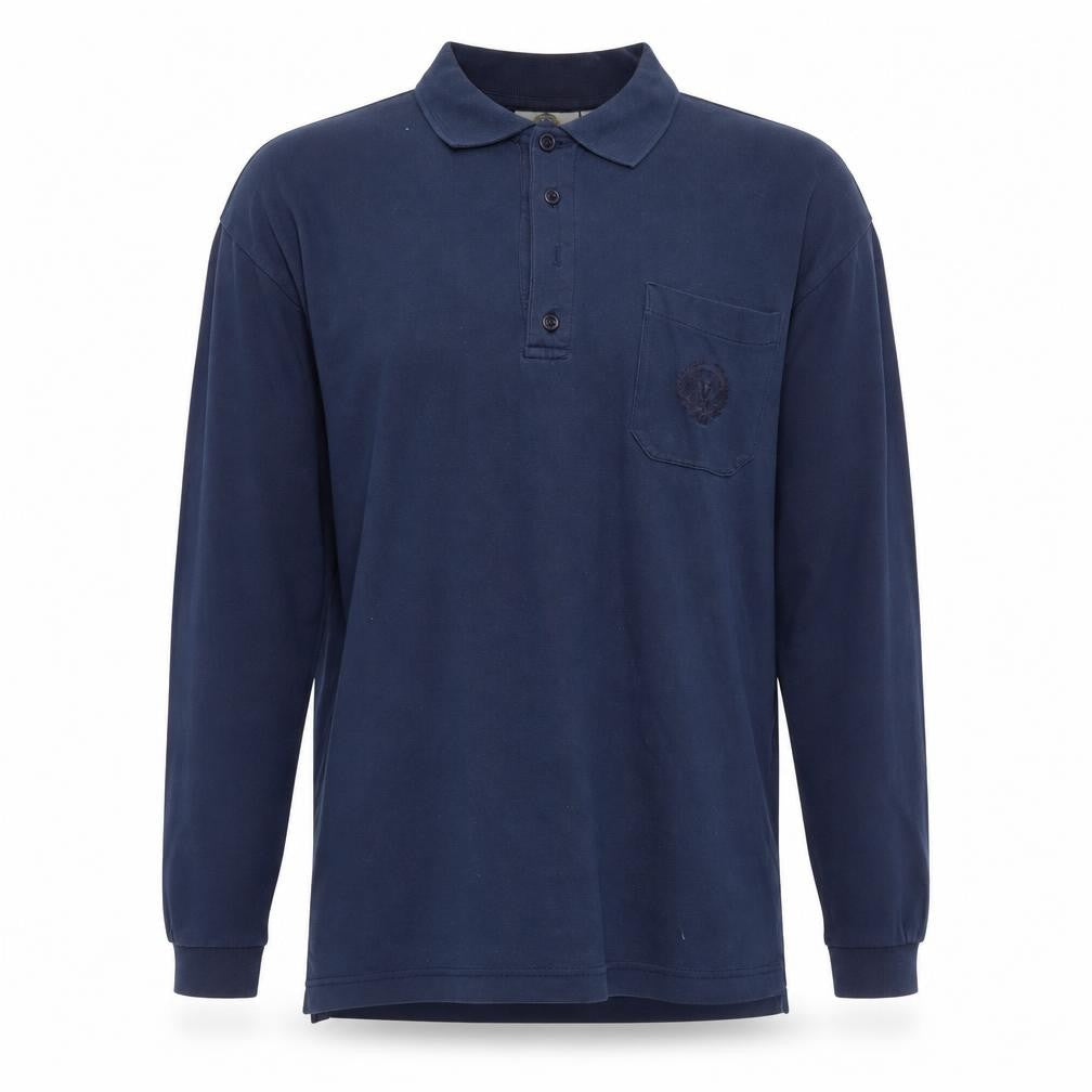Viyella Men's Blue Polo Shirt Size L Long Sleeve Logo
