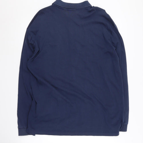 Viyella Men's Blue Polo Shirt Size L Long Sleeve Logo