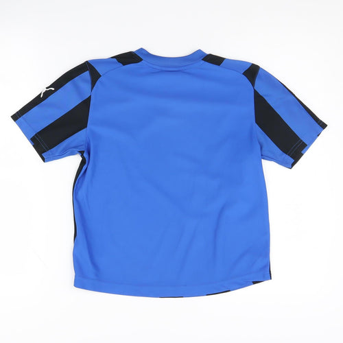 Puma Boys Blue Black Striped Sports T-Shirt Size 10-11 Yrs