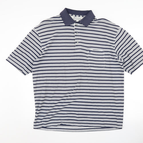 Pierre Cardin Men's Blue Striped Polo, Size L, Casual Style