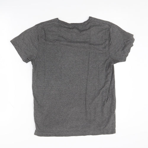 Jack & Jones Men's Grey Graphic T-Shirt, S, Short Sleeve