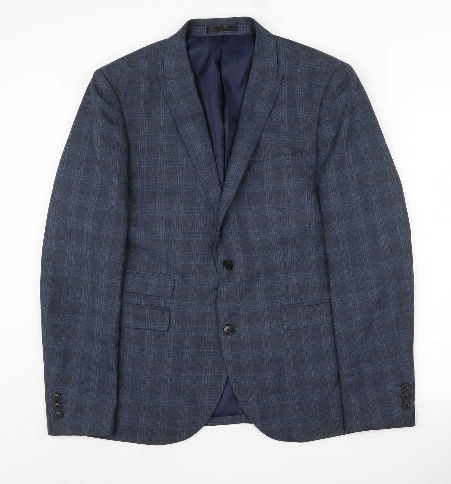 Next Men's Blue Plaid Blazer Jacket 42R