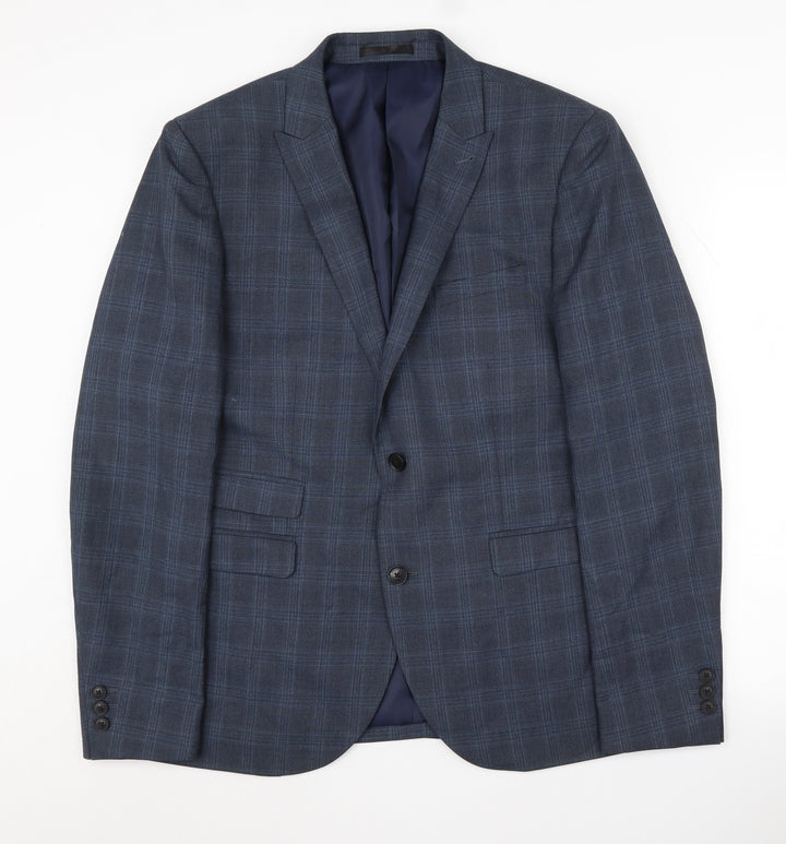 Next Men's Blue Plaid Blazer Jacket 42R