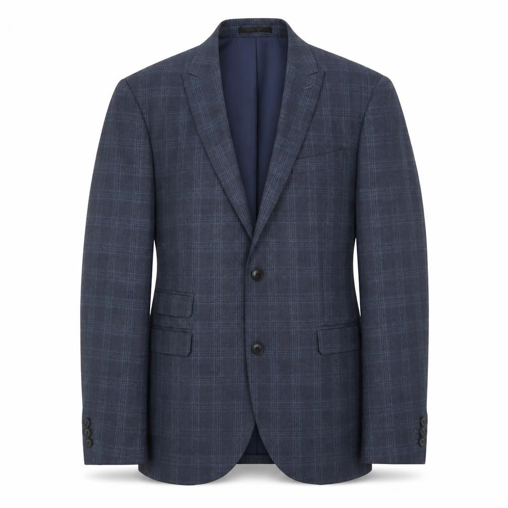 Front view of Next Men's Blue Plaid Blazer Jacket 42R