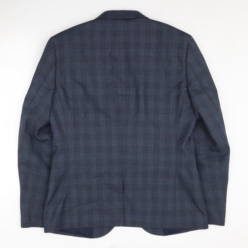 Next Men's Blue Plaid Blazer Jacket 42R