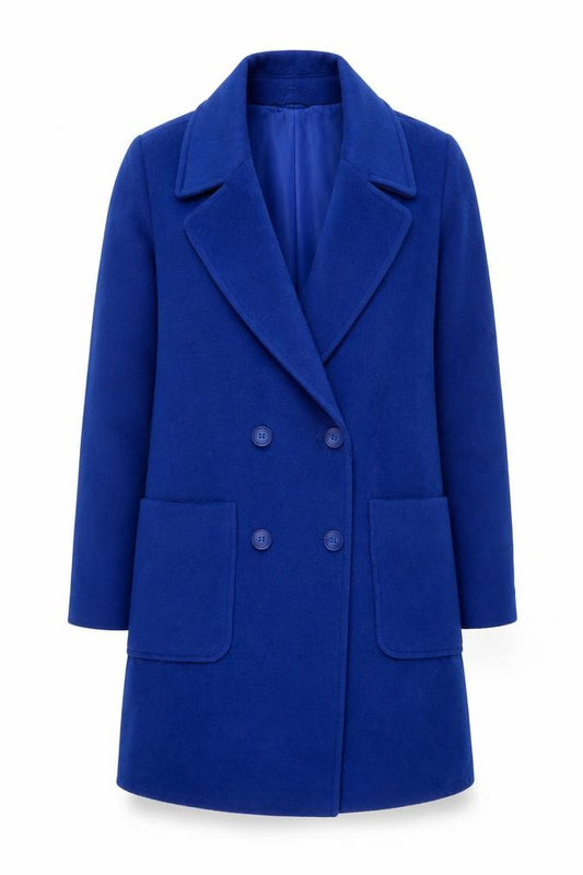 Front view of Principles Women's Blue Overcoat, size 8, Button