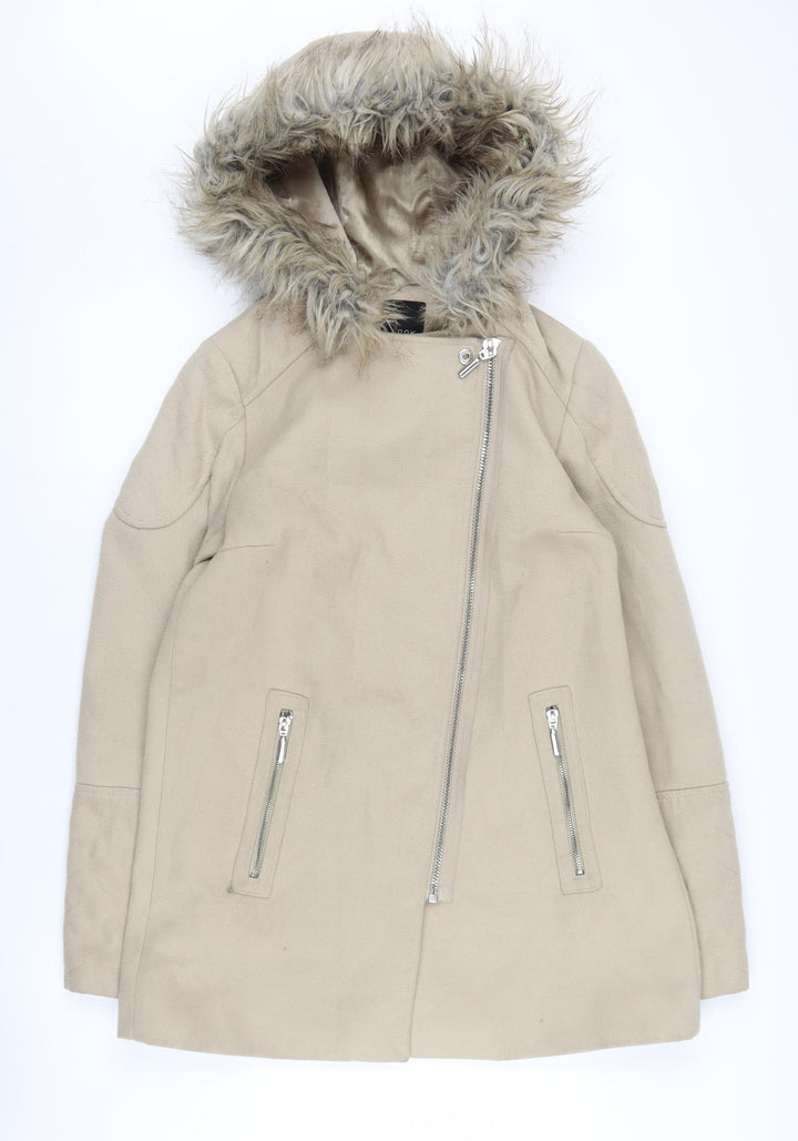 New Look Beige Hooded Coat Size 10
