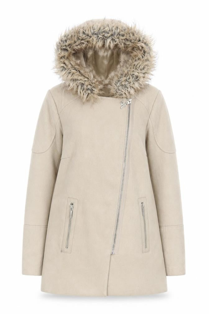 Front view of New Look Beige Hooded Coat, size 10