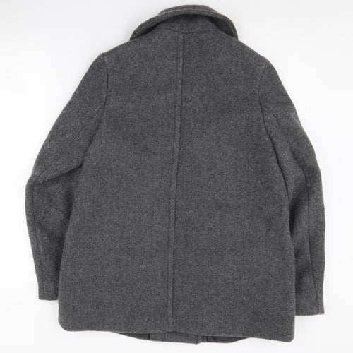 H&M Women's Grey Coat - Size 4, Lined, Autumn/Winter Ready