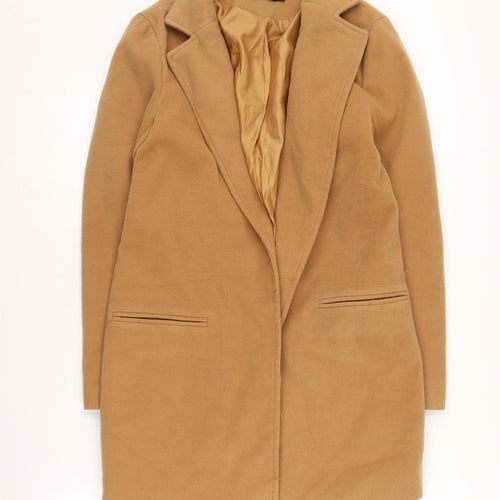 Missguided Women's Brown Long Coat Size 8 for Autumn/Winter