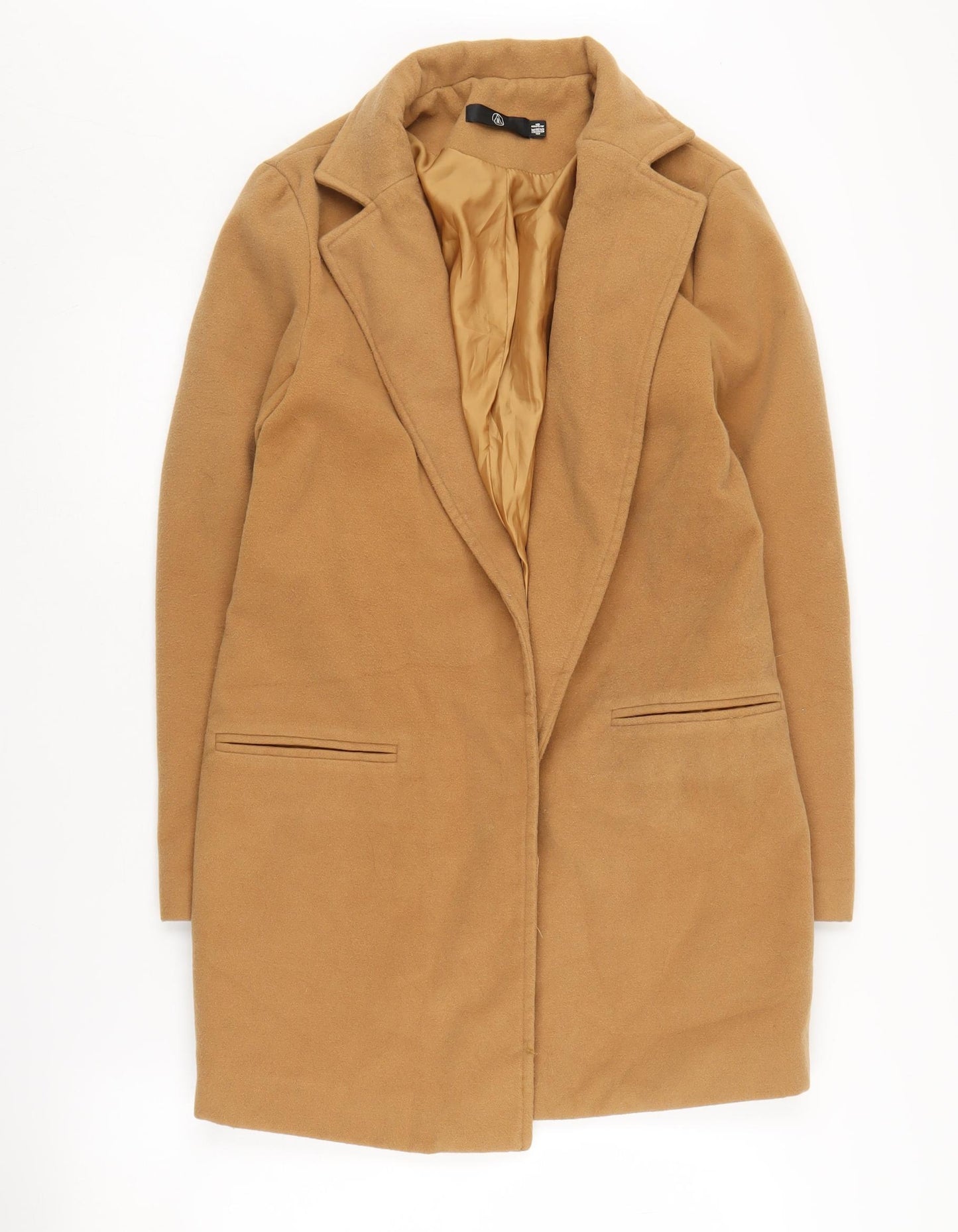 Missguided Women's Brown Long Coat Size 8 for Autumn/Winter