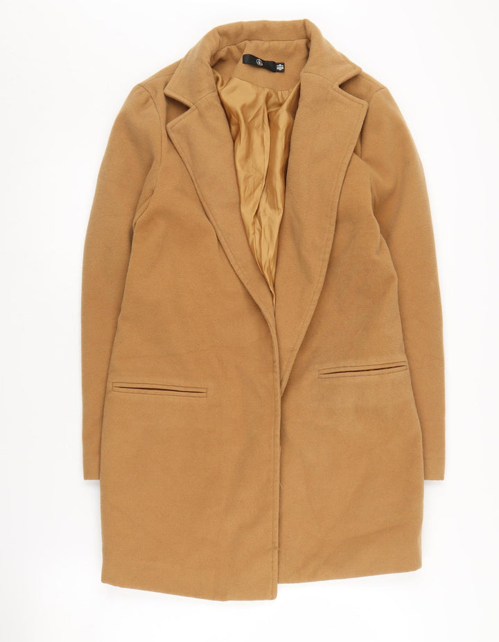 Missguided Women's Brown Long Coat Size 8 for Autumn/Winter