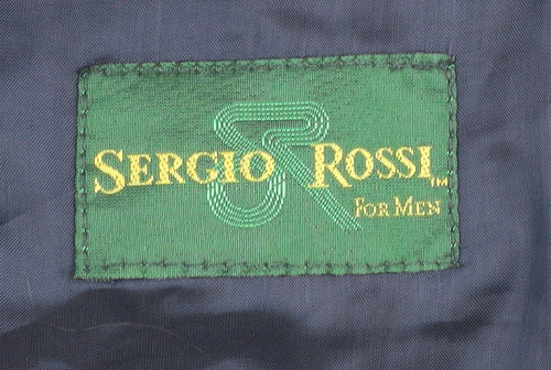 Sergio Rossi Men's Blue Blazer, 38R, Double-Breasted