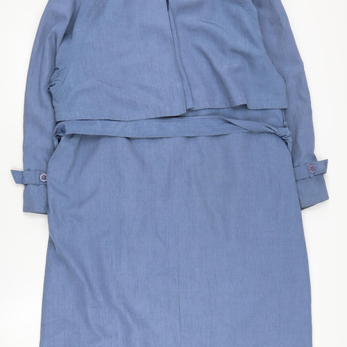 C&A Women's Blue Trench Coat, Size 16, Long Belted