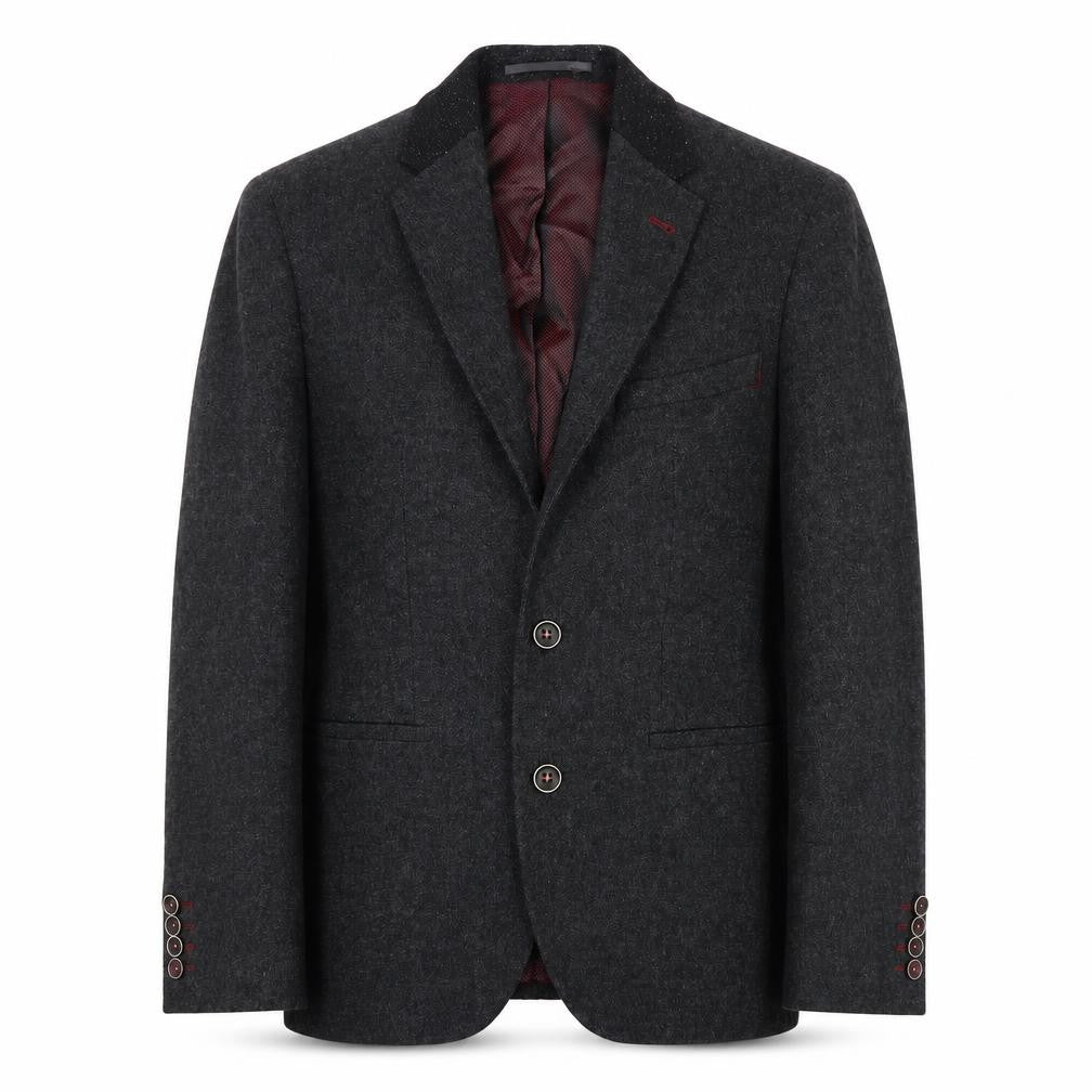 Front view of Remus Uomo Men's Grey Wool Blazer 36R Jacket