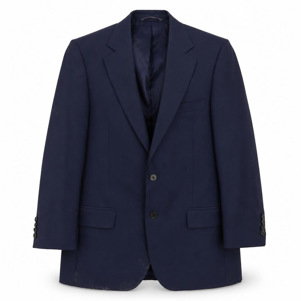 Front view of Moss Blue Suit Jacket unisex 40s tailored