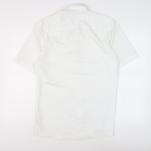Zara Men's White Slim Fit Shirt L Short Sleeve