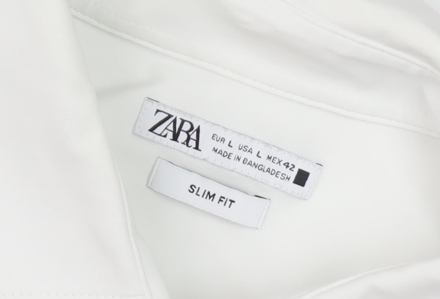 Zara Men's White Slim Fit Shirt L Short Sleeve