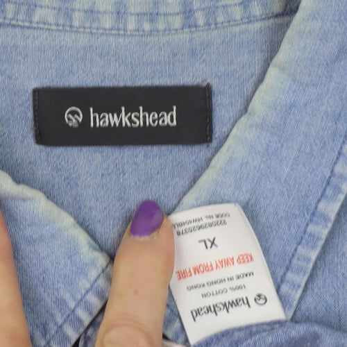 Hawkshead Men's Blue XL Denim Shirt, Casual Button-Up