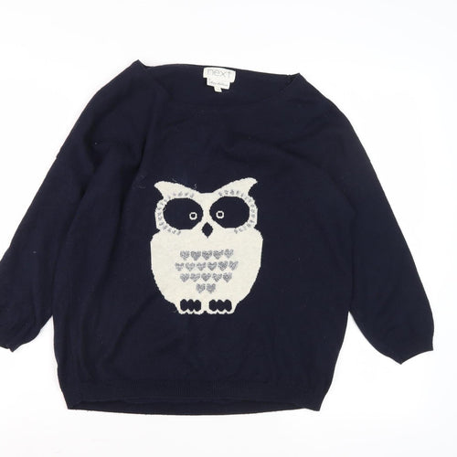 Next Women's Navy Blue Owl Pullover Jumper Size 10