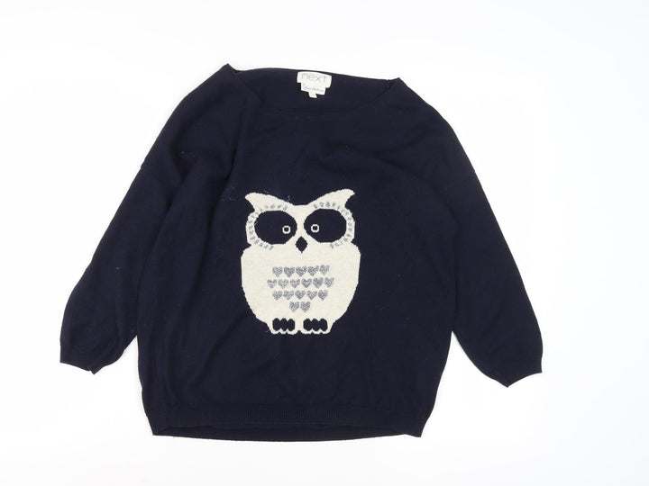 Next Women's Navy Blue Owl Pullover Jumper Size 10