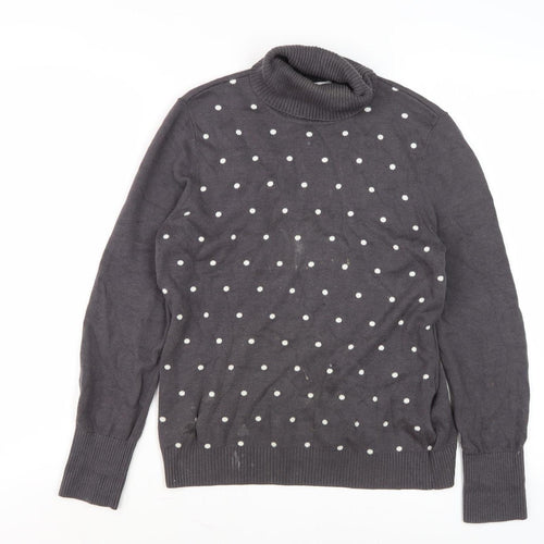 Peter Hahn Women's Grey Polka Dot Roll Neck Jumper
